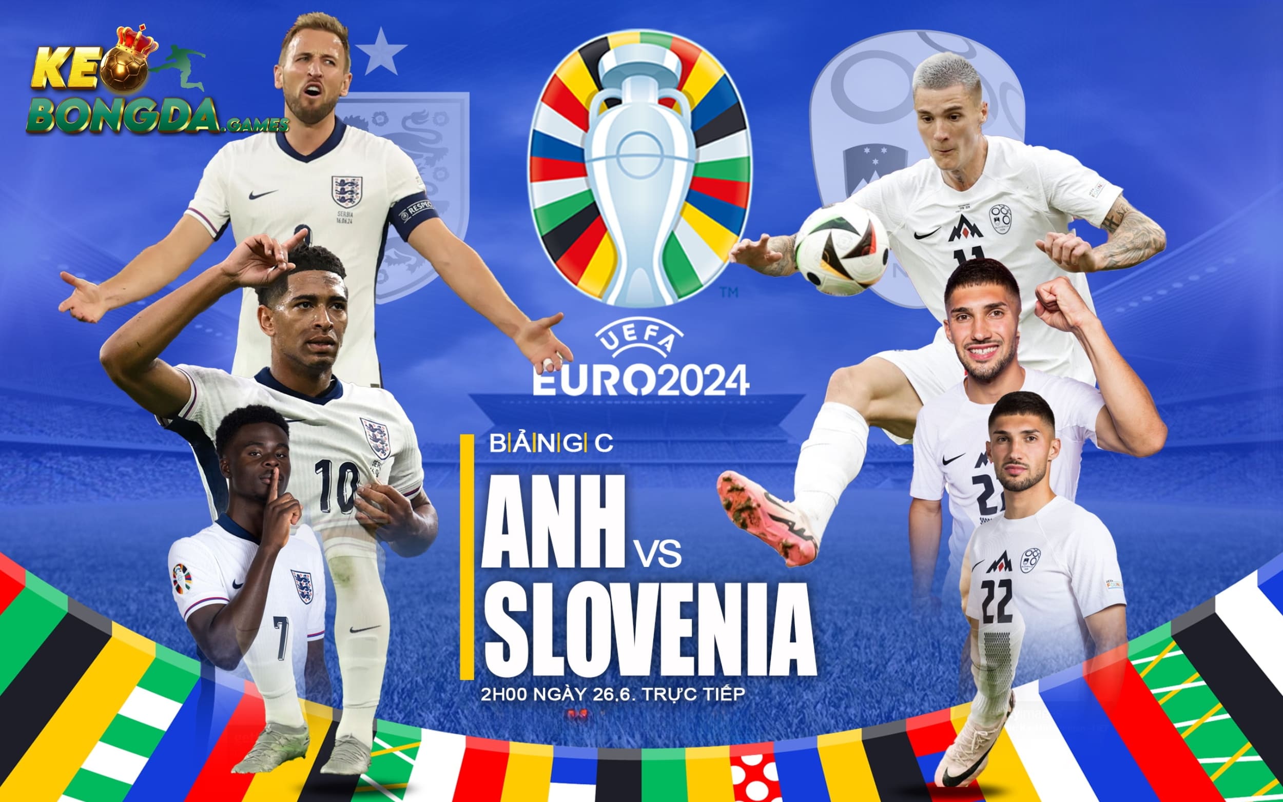 Anh vs Slovenia sẽ gặp nhau vào ngày 26/6/2024