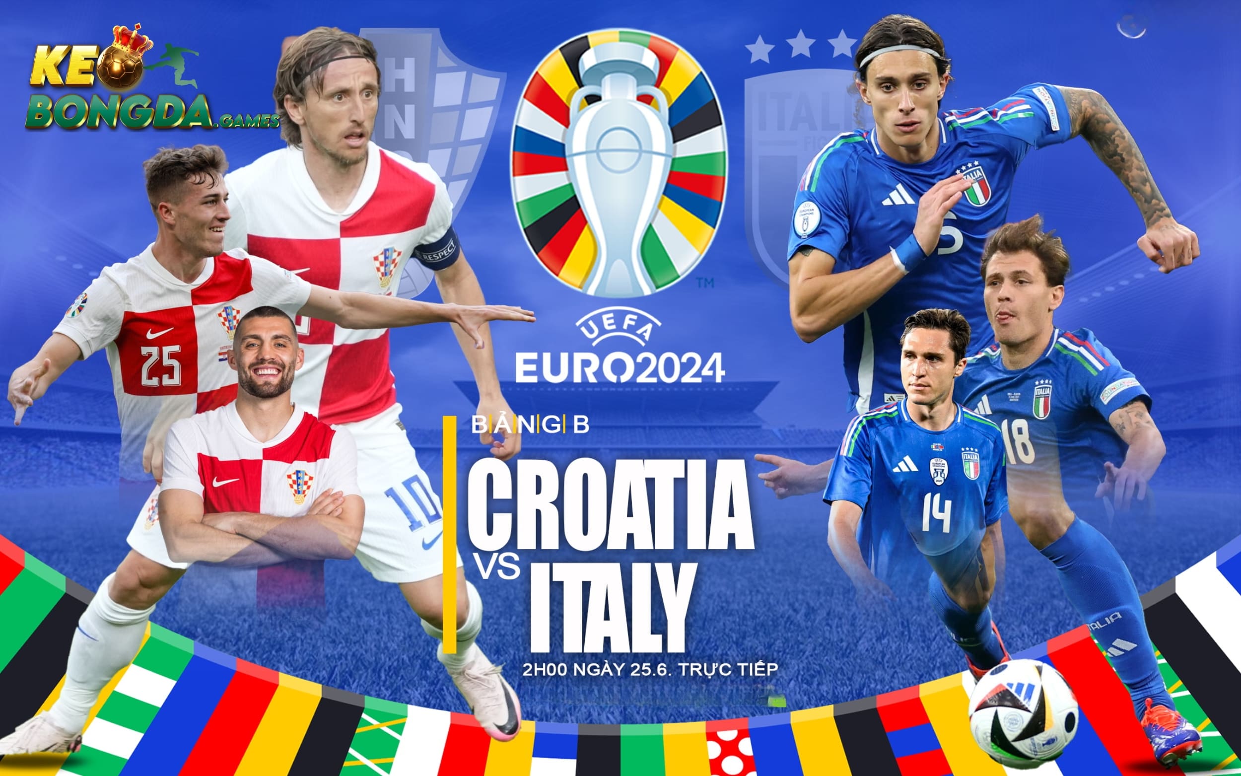 Croatia vs Ý sẽ gặp nhau vào ngày 25/6/2024
