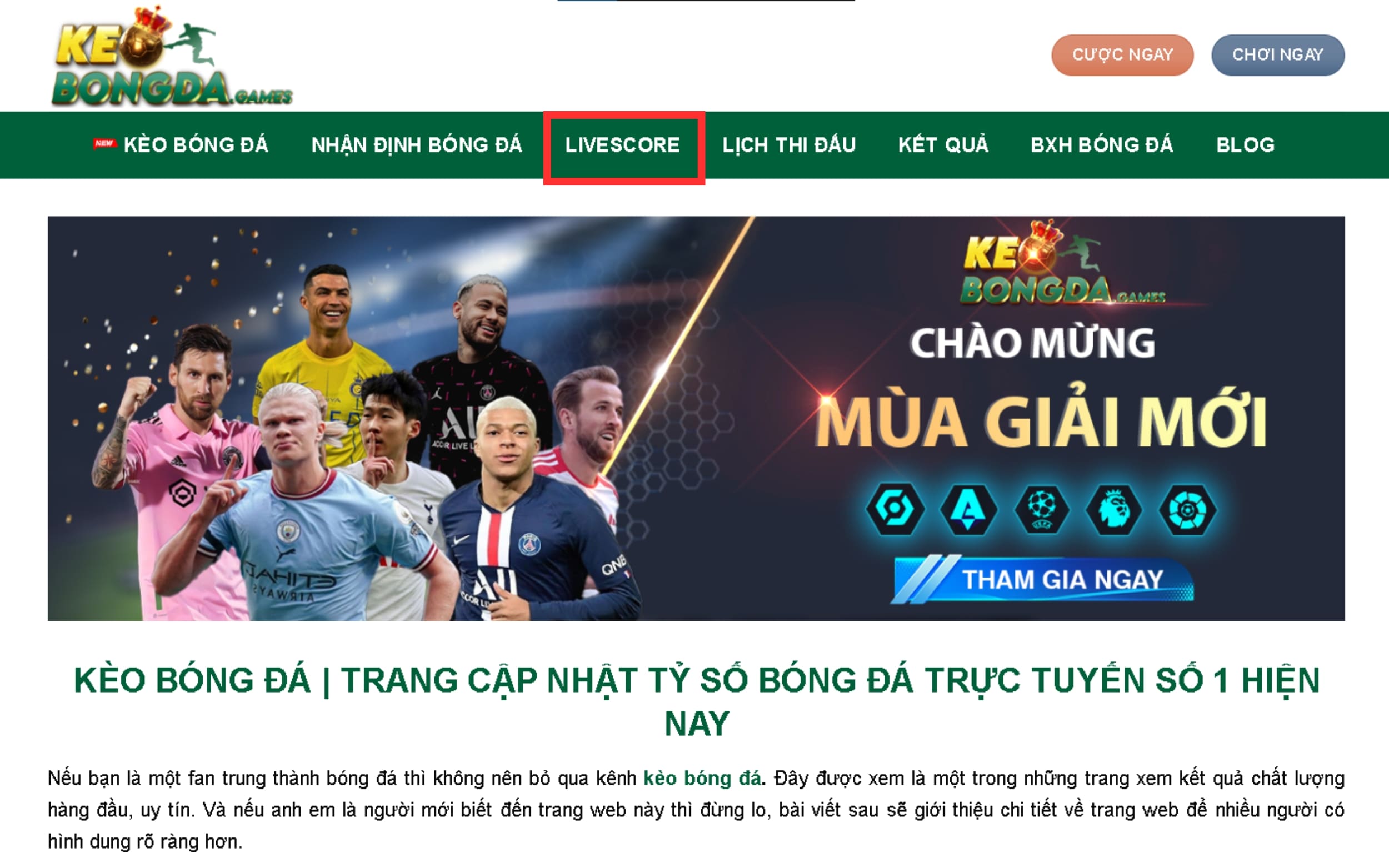 Kèo bóng đá là cổng thông tin livescore hàng đầu hiện nay